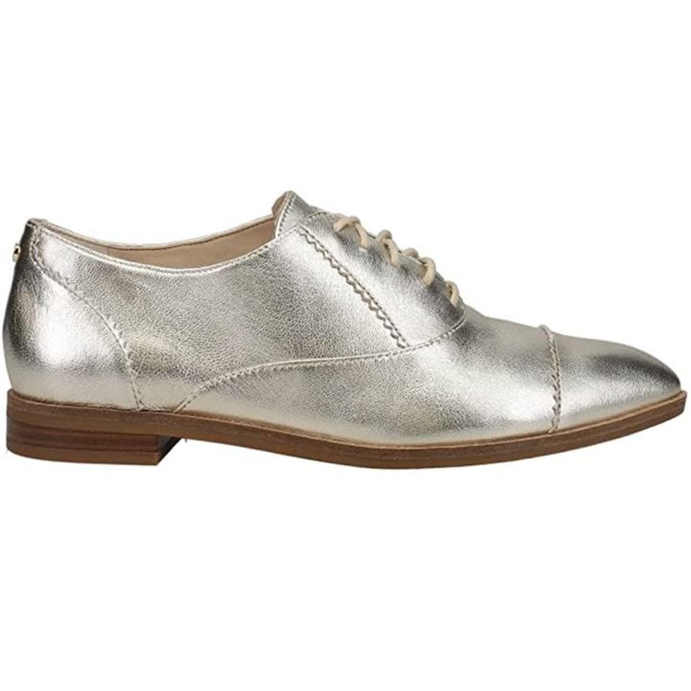 COLE HAAN The Go-to Arden Oxford Shoes Size 6.5 Soft Gold Metallic Leather NEW - Picture 2 of 12